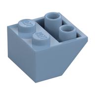 Brick Sloped Inverted 45° 2 x 2 [Ovoid Bottom Pin, Bar-sized Stud Holes] (Sand Blue)