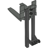 Forklift Mast and Carriage, Wide 1 x 2 Hinge Plate Locking and Dark Gray Wide Forks Reinforced [Complete Assembly] (Black)