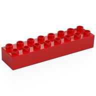 Duplo Brick 2 x 8 (Red)