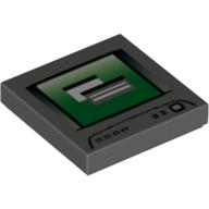 Tile 2 x 2 with Computer Monitor, White Power Switch Icon Print (Dark Gray)
