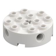Brick Round 4 x 4 with 4 Side Pin Holes and Center Axle Hole (White)