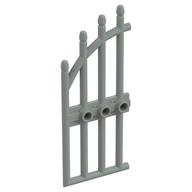 Gate 1 x 4 x 9 Arched with Bars and Three Studs (Light Gray)