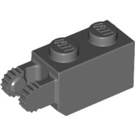 Hinge Brick 1 x 2 Locking with 2 Fingers Vertical End, 9 Teeth (Dark Bluish Gray)