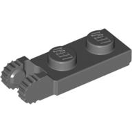 Hinge Plate 1 x 2 Locking with 2 Fingers On End, with Groove, 9 Teeth (Dark Bluish Gray)