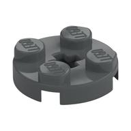 Plate Round 2 x 2 with Axle Hole Type 1 (+ Opening) (Dark Bluish Gray)