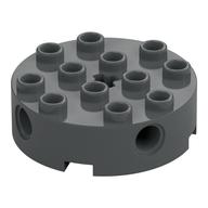 Brick Round 4 x 4 with 4 Side Pin Holes and Center Axle Hole (Dark Bluish Gray)