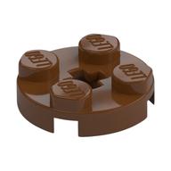Plate Round 2 x 2 with Axle Hole Type 1 (+ Opening) (Reddish Brown)