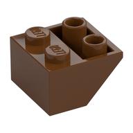 Brick Sloped Inverted 45° 2 x 2 [Ovoid Bottom Pin, Bar-sized Stud Holes] (Reddish Brown)