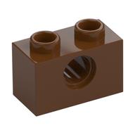 Technic Brick 1 x 2 [1 Pin Hole] (Reddish Brown)