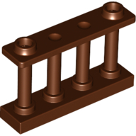 Fence Spindled 1 x 4 x 2 [2 Top Studs] (Reddish Brown)