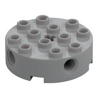 Brick Round 4 x 4 with 4 Side Pin Holes and Center Axle Hole (Light Bluish Gray)