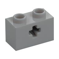 Technic Brick 1 x 2 with Axle Hole Type 1 [+ Opening] and Bottom Pin (Light Bluish Gray)