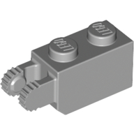 Hinge Brick 1 x 2 Locking with 2 Fingers Vertical End, 9 Teeth (Light Bluish Gray)