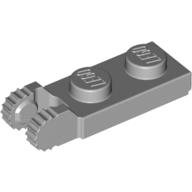 Hinge Plate 1 x 2 Locking with 2 Fingers On End, with Groove, 9 Teeth (Light Bluish Gray)