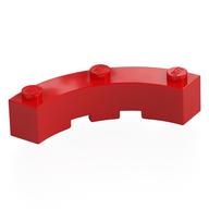 Brick Round Corner 4 x 4 Macaroni Wide with 3 Studs (Red)
