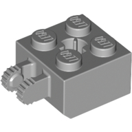 Hinge Brick 2 x 2 Locking with 2 Fingers Vertical and Axle Hole, 9 Teeth (Light Bluish Gray)