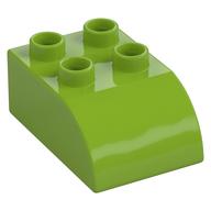 Duplo Brick 2 x 3 with Curved Top (Lime)