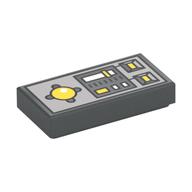 Tile 1 x 2 with Joystick and Vehicle Control Panel Print (Dark Bluish Gray)