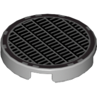 Tile Round 2 x 2 with Fine Mesh Grill Print (Light Bluish Gray)