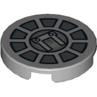 Tile Round 2 x 2 with SW Radial Machinery Print (Light Gray)