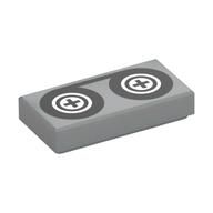 Tile 1 x 2 with Video Tape and Reels Print (Light Bluish Gray)
