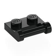 Plate Special 1 x 2 [Side Handle Closed Ends] (Black)
