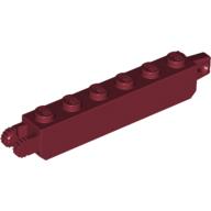 Hinge Brick 1 x 6 Locking with 1 Finger Vertical End and 2 Fingers Vertical End, 9 Teeth (Dark Red)