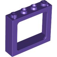 Window 1 x 4 x 3 Train with Shutter Holes and Solid Studs on Ends (Dark Purple)