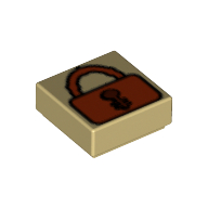 Tile 1 x 1 with Padlock Print (Tan)