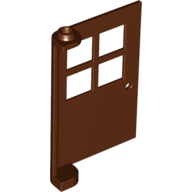 Door 1 x 4 x 5 with 4 Panes, Squared Base (Reddish Brown)