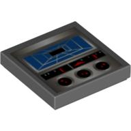 Tile 2 x 2 with Alpha Team Arctic Blue Rectangle Grid Display Print (Dark Bluish Gray)
