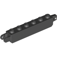 Hinge Brick 1 x 6 Locking with 1 Finger Vertical End and 2 Fingers Vertical End, 9 Teeth (Black)