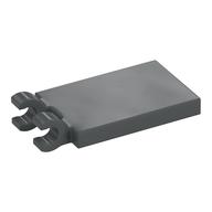 Tile Special 2 x 3 with 2 Clips [Thick Open O Clips] (Dark Bluish Gray)