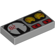 Tile 1 x 2 with Red 82, Yellow and White Gauges Print (Light Bluish Gray)