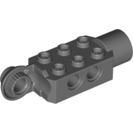 Technic Brick Special 2 x 3 with Pin Holes, Rotation Joint Ball Half [Vertical Side], Rotation Joint Socket (Dark Bluish Gray)