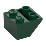 Brick Sloped Inverted 45° 2 x 2 [Ovoid Bottom Pin, Bar-sized Stud Holes] (Dark Green)