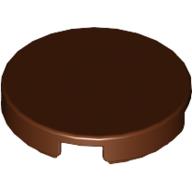 Tile Round 2 x 2 with Bottom Cross (Reddish Brown)