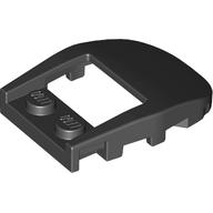 Brick Wedged, Curved 4 x 3 Recessed Back with Opening, Two Studs [Plain] (Black)
