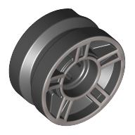 Wheel 11 x 6 mm with Five Spokes and Silver Print (Black)