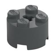 Brick Round 2 x 2 with Axle Hole (Dark Bluish Gray)