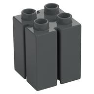 Duplo Brick 2 x 2 x 2 with Vertical Grooves (Dark Bluish Gray)