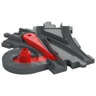 Duplo Train Track Switcher with Red Switch (Dark Bluish Gray)