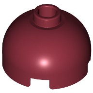 Brick Round 2 x 2 Dome Top, Blocked Open Stud, Bottom Axle Holder (Dark Red)