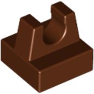 Tile Special 1 x 1 with Clip and Straight Tips (Reddish Brown)
