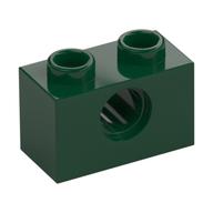 Technic Brick 1 x 2 [1 Pin Hole] (Dark Green)