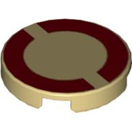 Tile Round 2 x 2 with Dark Red Semicircles Print (Tan)