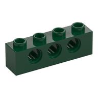 Technic Brick 1 x 4 [3 Pin Holes] (Dark Green)
