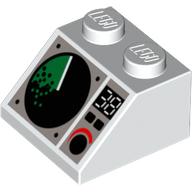 Brick Sloped 45° 2 x 2 with Radar Screen Print (White)