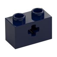 Technic Brick 1 x 2 with Axle Hole Type 1 [+ Opening] and Bottom Pin (Dark Blue)