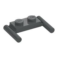 Plate Special 1 x 2 with Handles [Flat Ends / Low Attachment] (Dark Bluish Gray)